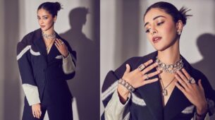 Ananya Panday Looks Breathtaking Classy In Black Pantsuit With Diamond Jewelry