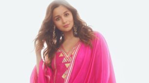 “Baby On Board” Alia Bhatt Looks Glamorous In Pink Sharara Suit With Heavy Earrings