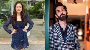 Bade Acche Lagte Hain 2’s Disha Parmar looks cute in navy blue star-printed midi dress, Nakuul Mehta is lovestruck