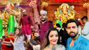 Bhojpuri Actress Monalisa And Husband Vikrant Singh Visit Lalbaugcha Raja And Seek Blessings