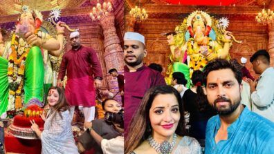 Bhojpuri Actress Monalisa And Husband Vikrant Singh Visit Lalbaugcha Raja And Seek Blessings