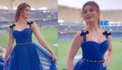“Bleed Blue” Urvashi Rautela Looks Resplendent In Blue Gown At Stadium
