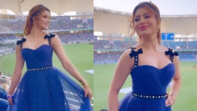 “Bleed Blue” Urvashi Rautela Looks Resplendent In Blue Gown At Stadium