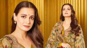 Dia Mirza looks resplendent in golden embroidered Anarkali suit, see pictures 