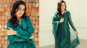 Ethnic Queen: Raashi Khanna Looks Glamorous In Bottle Green Embroidered Salwar Suit