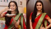 Ganesh Chaturthi: Shraddha Kapoor Celebrates And Looks Gorgeous In Red Saree With Heavy Jewelry Indulging Modaks