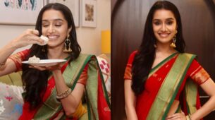 Ganesh Chaturthi: Shraddha Kapoor Celebrates And Looks Gorgeous In Red Saree With Heavy Jewelry Indulging Modaks
