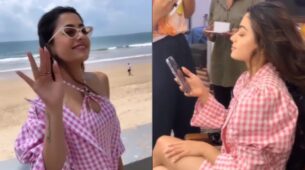 Goodbye: Rashmika Mandanna kickstarts promotions, looks super adorable in pink and white striped co-ord outfit