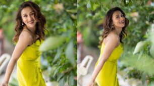 Gorgeous Bengali actress Mimi Chakraborty drips with serenity in satin green midi dress, watch video