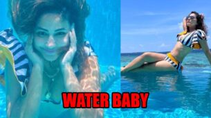 Hina Khan turns sensuous water baby in printed bikini, Mouni Roy feel the heat