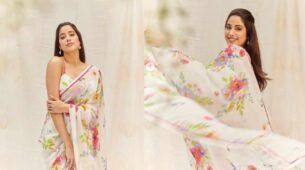Janhvi Kapoor looks floral dream in designer white saree, see pictures