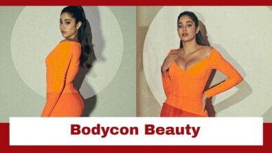 Janhvi Kapoor Sizzles In Orange Bodycon; Check Pictures