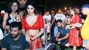 Leaked Pic: Nikki Tamboli spotted in red deep-neck blouse and lehenga choli on ‘Chori’ set, internet can’t keep calm