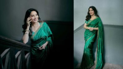 Madhuri Dixit Slays The Ethnic Green Bandhej Saree Like A Queen