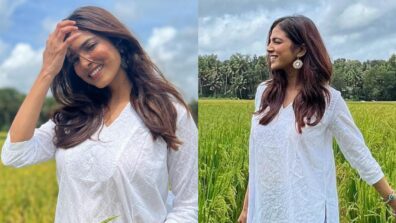 Malavika Mohanan is simplicity personified wearing white kurti and denim in paddy field, Vicky Kaushal likes it