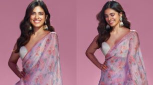 Malavika Mohanan Looks Resplendent In Anita Dongre Designed Pink Floral Saree