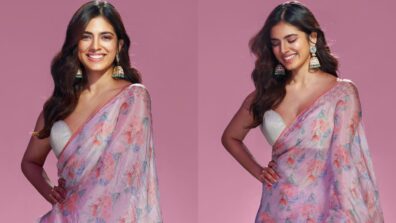 Malavika Mohanan Looks Resplendent In Anita Dongre Designed Pink Floral Saree