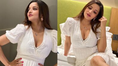 Monalisa Looks Divine In White Mini Dress Flaunting Her Sassy Body Curves