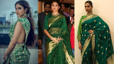 Mouni Roy, Anushka Sharma, and Deepika Padukone, B-town divas slaying in green silk saree