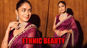 Mrunal Thakur looks drop-dead gorgeous in purple saree, see photos