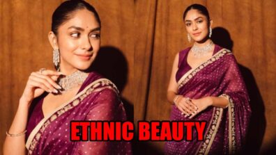 Mrunal Thakur looks drop-dead gorgeous in purple saree, see photos