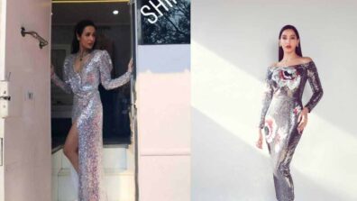 Nora Fatehi Or Malaika Arora: Who Looked Sensual In Grey Sequin Sheer Gown?