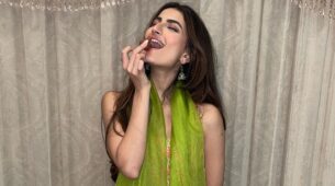 Palak Tiwari Indulges On Chocolate Modaks And Looks Splendid In Green Printed Anarkali