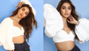 Pooja Hegde Slayed The White Puffy Sleeves Crop Top With Flared Pants Giving Sassy Looks