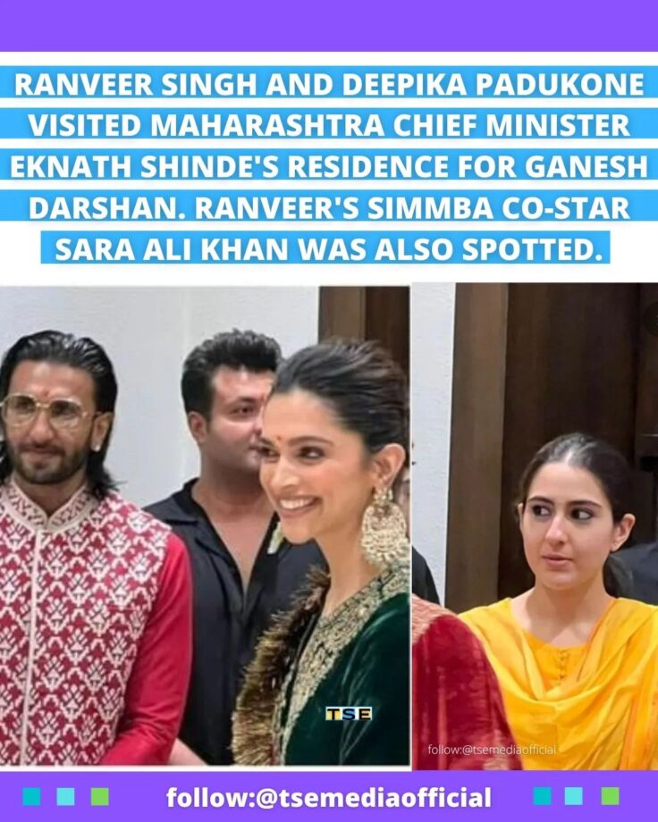 Ranveer Singh, Deepika Padukone and Sara Ali Khan visit Maharashtra CM Eknath Shinde’s home during Ganesh Chaturthi - 1