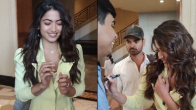 Rashmika Mandanna Blushes As She Gives Autograph To Fan On His Chest