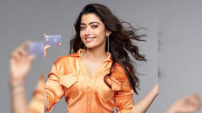 Rashmika Mandanna is ultimate ‘cutie pie’ in orange velvet shirt and black latex trousers, check out