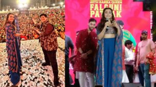 Rashmika Mandanna Joined Queen Of Garba Falguni Pathak At A Navratri Event To Promote Her Film Goodbye