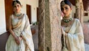 Royal Diva Mouni Roy Rocked The White Lehenga With Heavy Green Jewelry For Her Brother’s Wedding