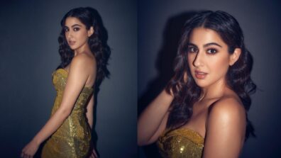 Sara Ali Khan sizzles in golden shimmery backless bodycon mini dress, are you crushing?