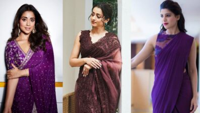 Shriya Saran, Trisha Krishnan, And Samantha Ruth Prabhu Dazzling In Purple Sarees, See Pics