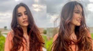Surbhi Jyoti is in love with Mumbai’s breezy weather, poses happily in orange ethnic desi outfit