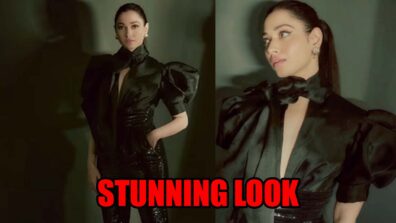 Tamannaah Bhatia Looks Electrifying In Bow Detailed Shimmery Pantsuit