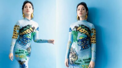 Tamannaah Bhatia Looks Smoking Hot And Sassy In Blue Bodycon Printed Outfit