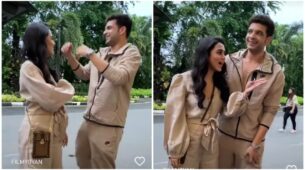 Tejasswi Prakash and Karan Kundrra spotted in twinning beige avatars, watch