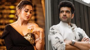 Tejasswi Prakash burns internet with oomph game in black slit gown, BF Karan Kundrra says, “bring a blessing down…”