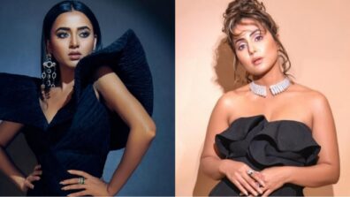 Tejasswi Prakash In Black Angel Neck Or Hina Khan In Strapless Ruffle