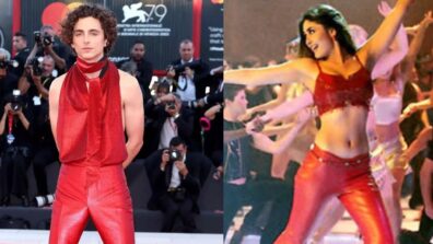 Timothee Chalamet walks the red carpet in the red chic outfit, Indian fans notice the resemblance of favorite Kareena Kapoor’s character Poo from Kabhi Khushi Kabhie Gham