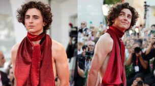 Timothée Chalamet Went Bold And Wore A Blood-red Backless Top To the Venice Film Festival, See Pics