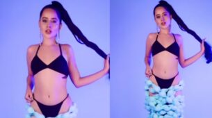 Urfi Javed elevates her sass in black bikini with unique blue skirt 