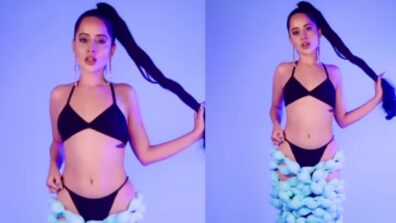 Urfi Javed elevates her sass in black bikini with unique blue skirt 