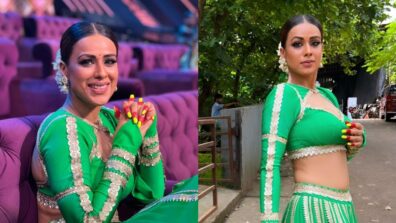 Vibe Aaj Desi Hai: Nia Sharma looks irresistible in green blouse and lehenga, check stunning beauty moment