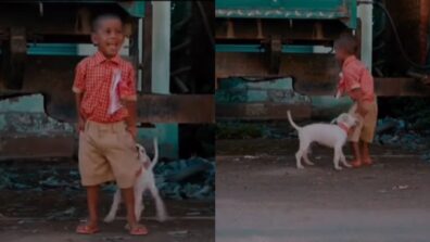 Viral Video: A Dog Kept Pulling Pant Of A Little Boy Shows How Much He Loves Him