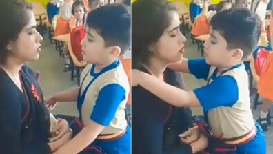 Viral Video: A little boy kisses, hugs, and asks for apologies from his teacher; netizens have mixed reactions