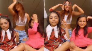 Viral Video: Nia Sharma performs to Amitabh Bachchan’s “Khaike Paan Banaras Wala” with two kids, netizens in awe