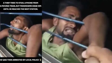 Viral Video: Shocking And Hilarious Video Of A Thief Who Tries To Steal Phone Ends Up Hanging In Moving Train